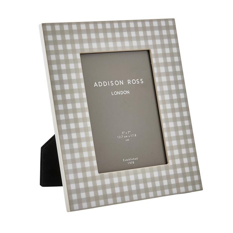 Cappuccino Gingham Lacquer Photo Frame