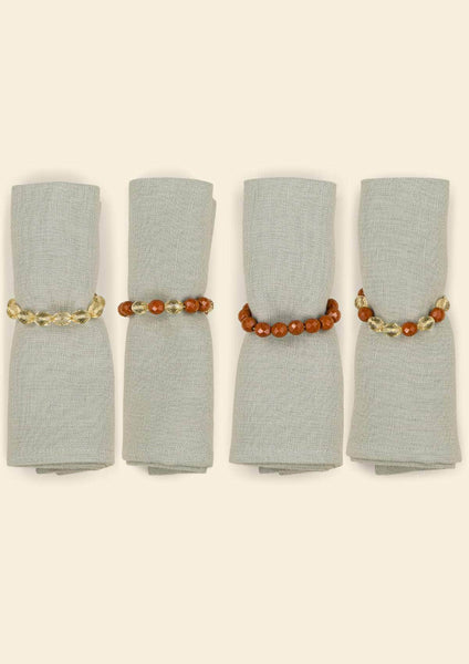 The Ocre & Daffodil Beaded Napkin Rings (set of 4)