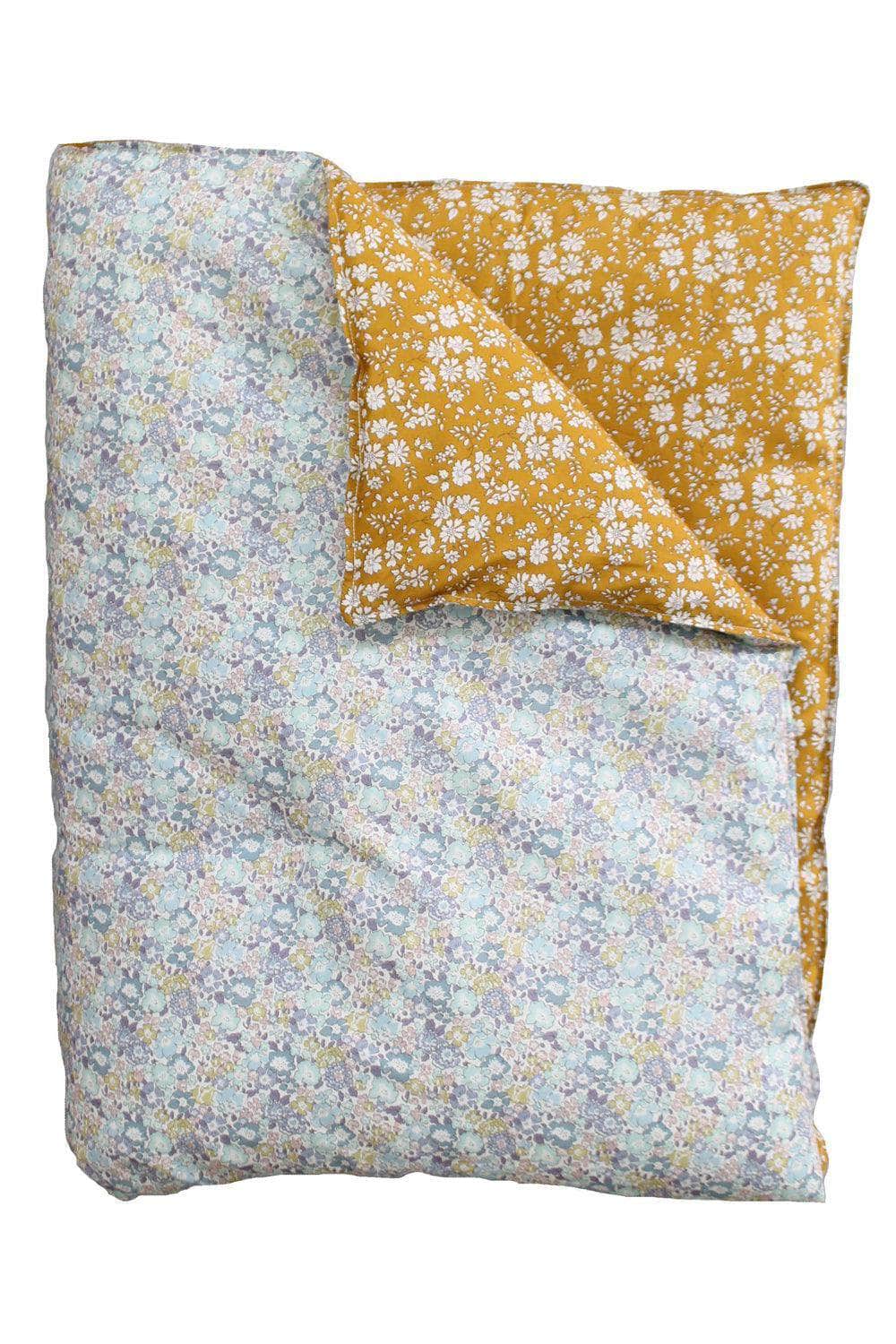 Reversible Heirloom Quilt Made With Liberty Fabric Michelle Sea Green & Capel Mustard