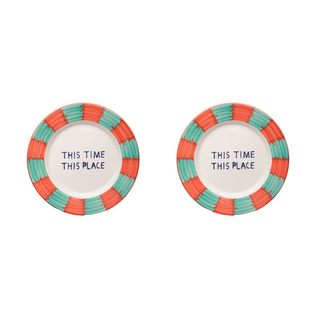Pipa Acqua/Orange Dessert Plate Set-Of-Two