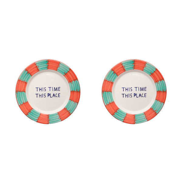 Pipa Acqua/Orange Dessert Plate Set-Of-Two