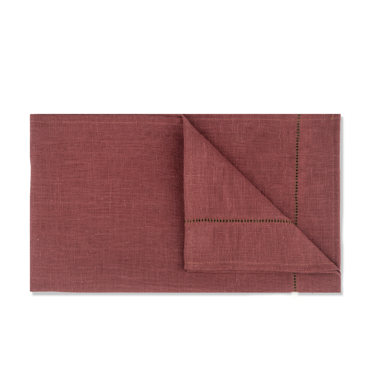 Personalised Marsala Hand Towel with Fern Green Hemstitch