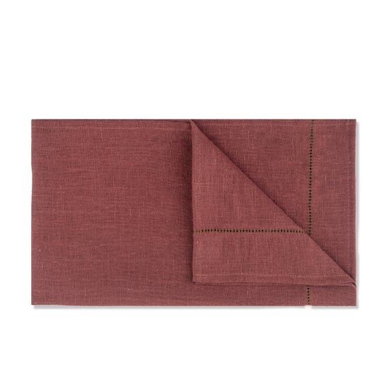 Personalised Marsala Hand Towel with Fern Green Hemstitch