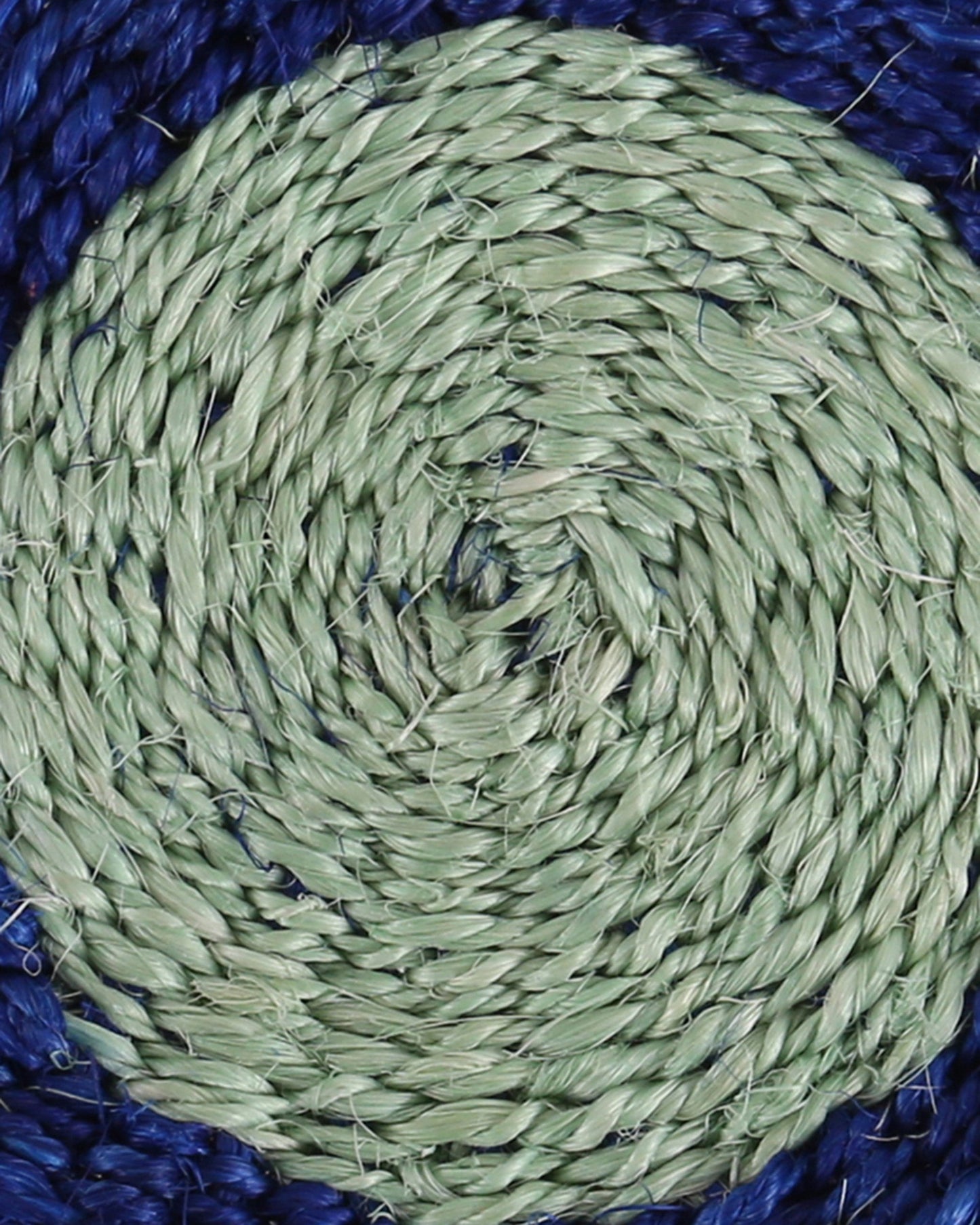 KALAMU: Sapling Green and True Blue Woven Sisal Circular Coaster