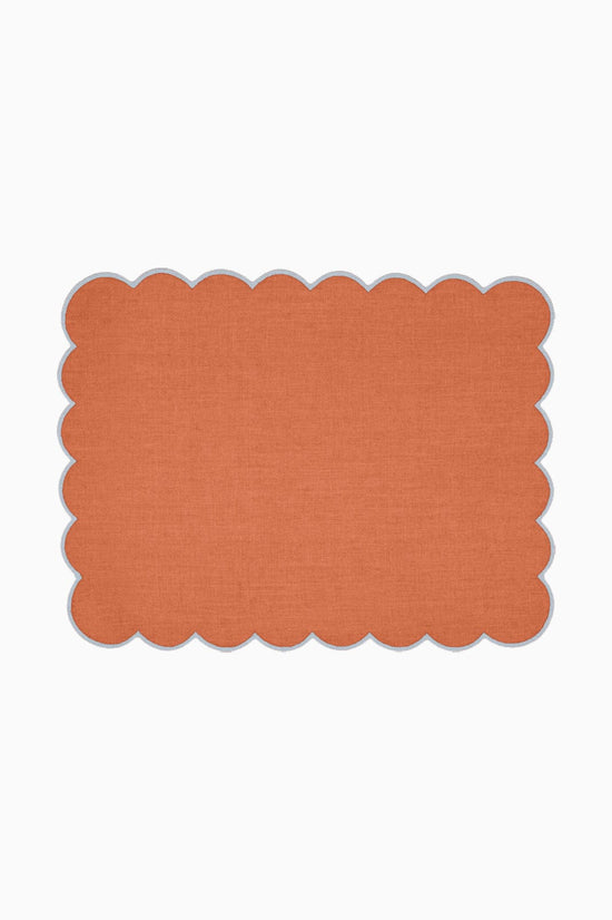 Zero-Waste Scalloped Linen Placemats Tangerine - Set of 2