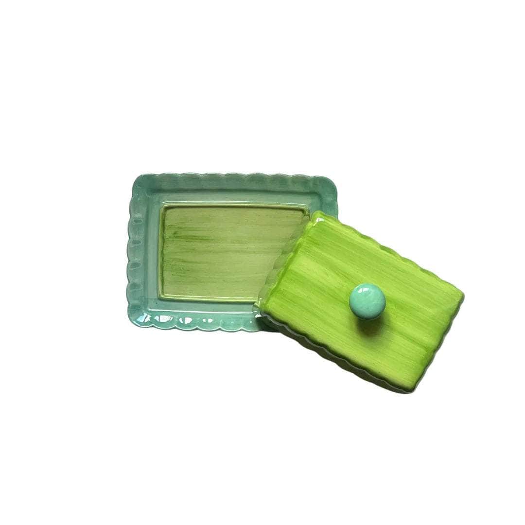 Butter Dish - Green & Blue