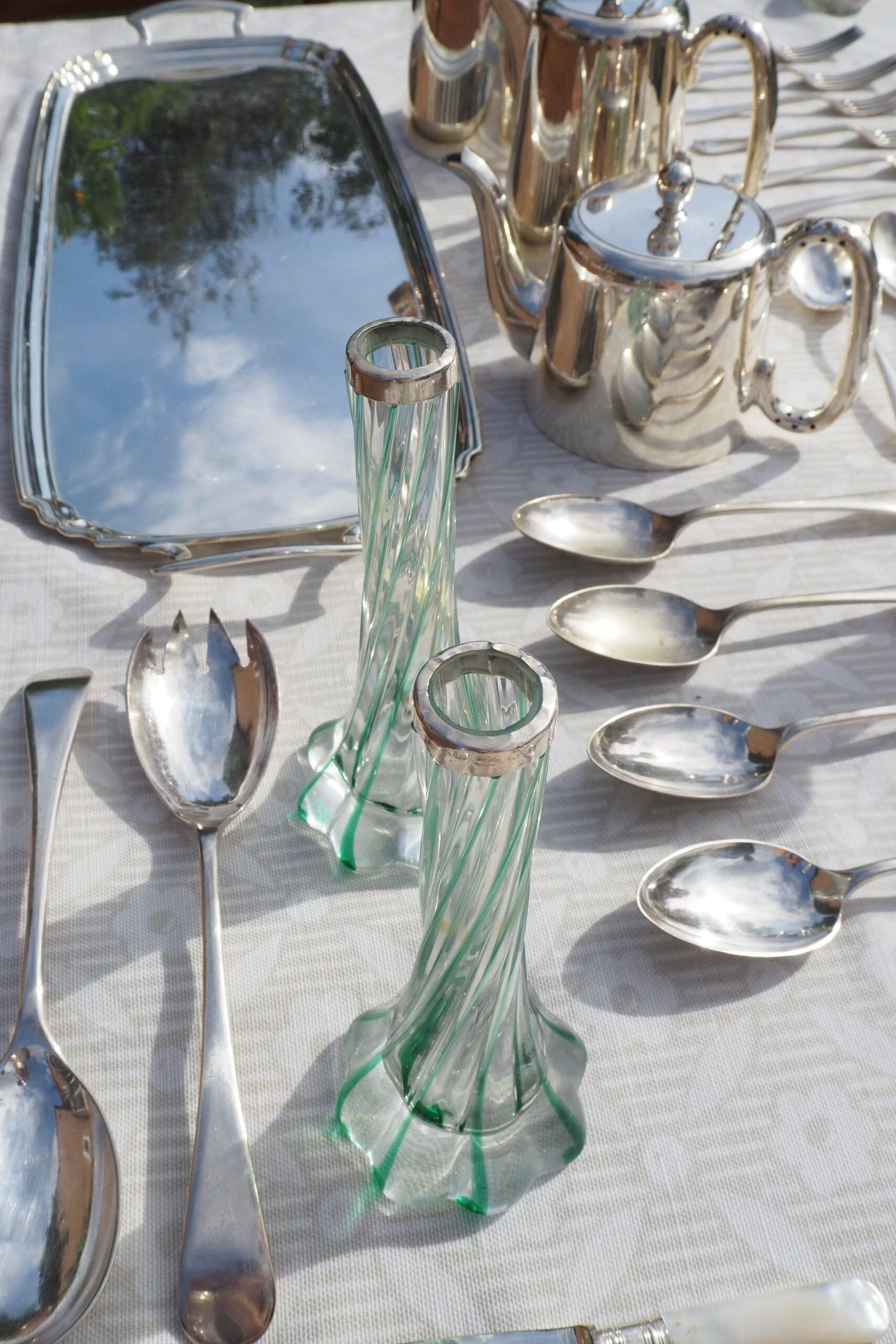 Glass and Silver Bud Vases