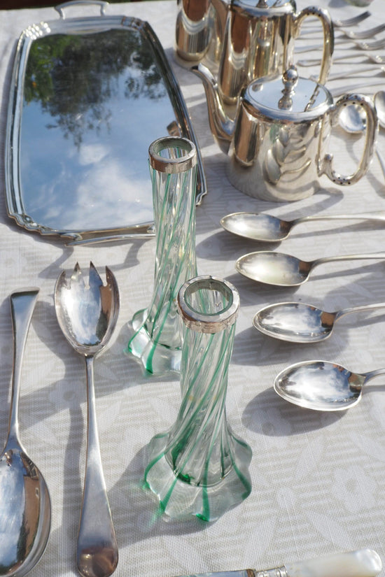 Glass and Silver Bud Vases
