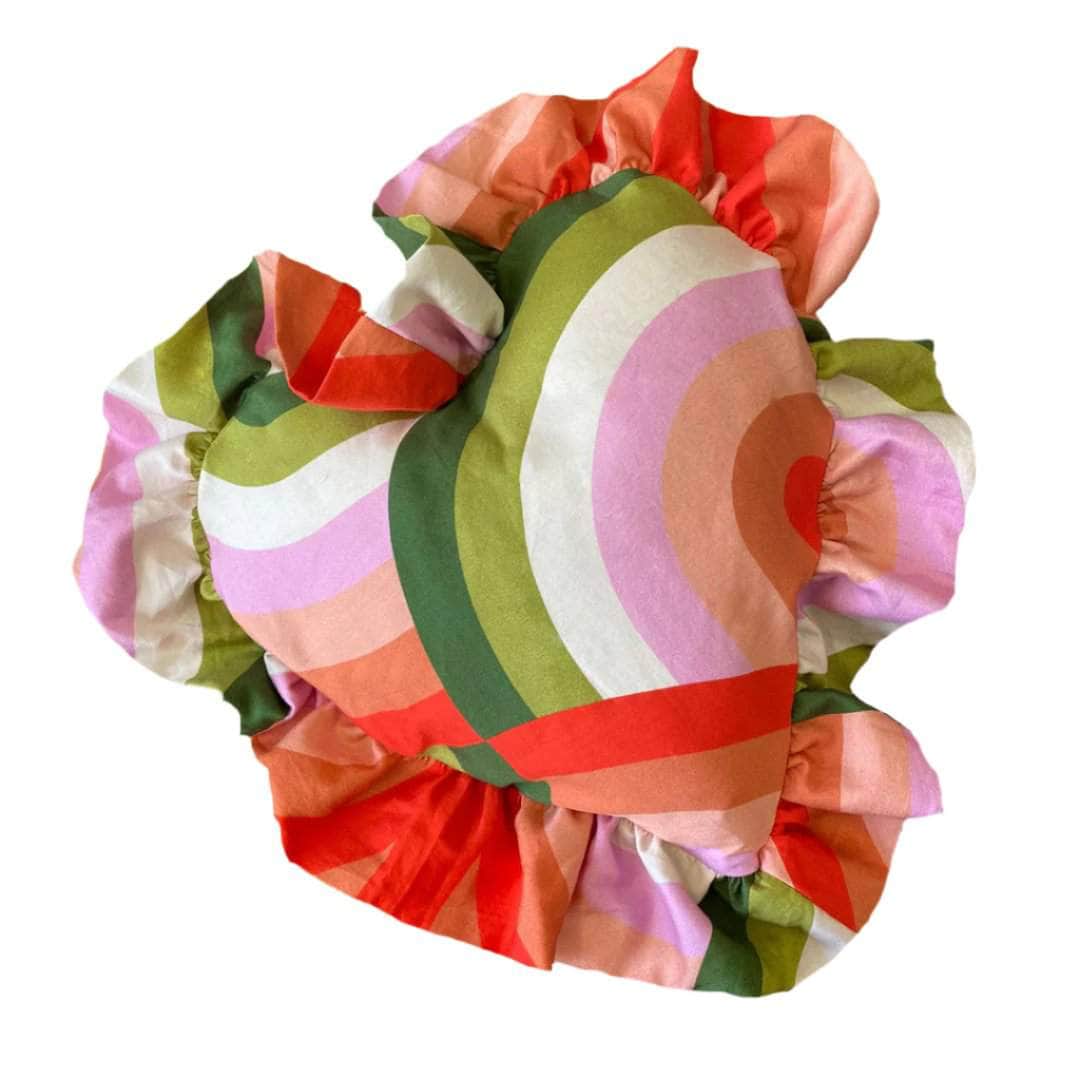 Young Hearts Ruffle Cushion in Groove Inn
