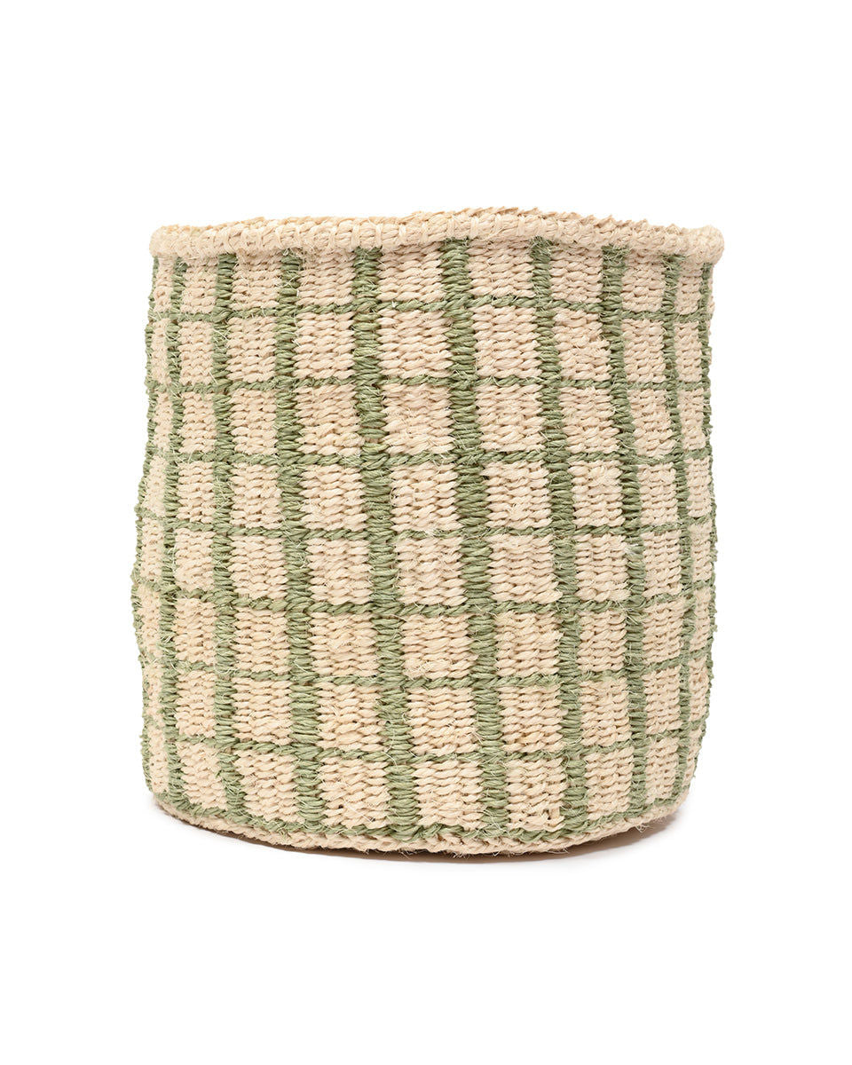 KAGUA: Green Check Woven Storage Basket
