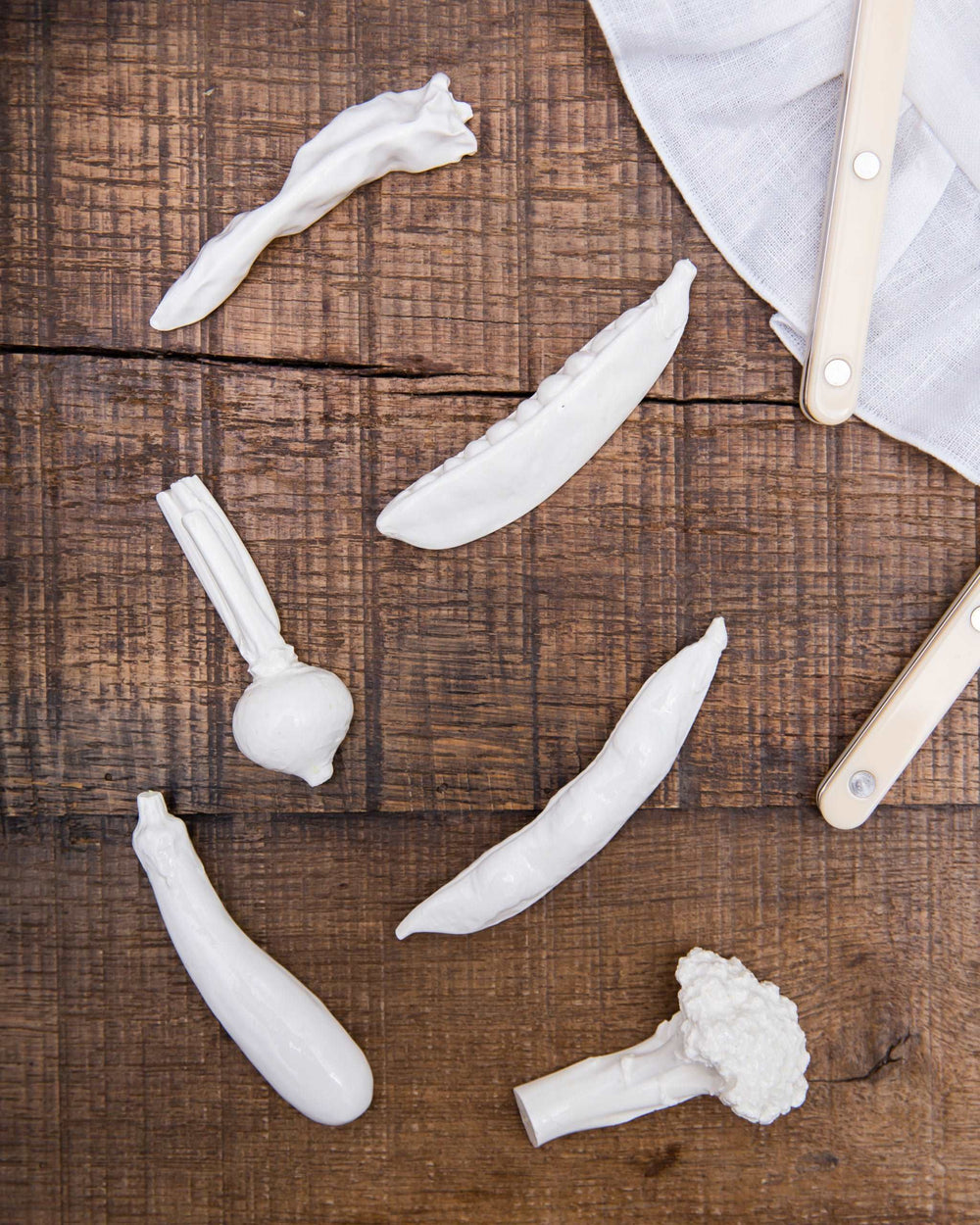 White Vegetable Cutlery Rests, Set of Six