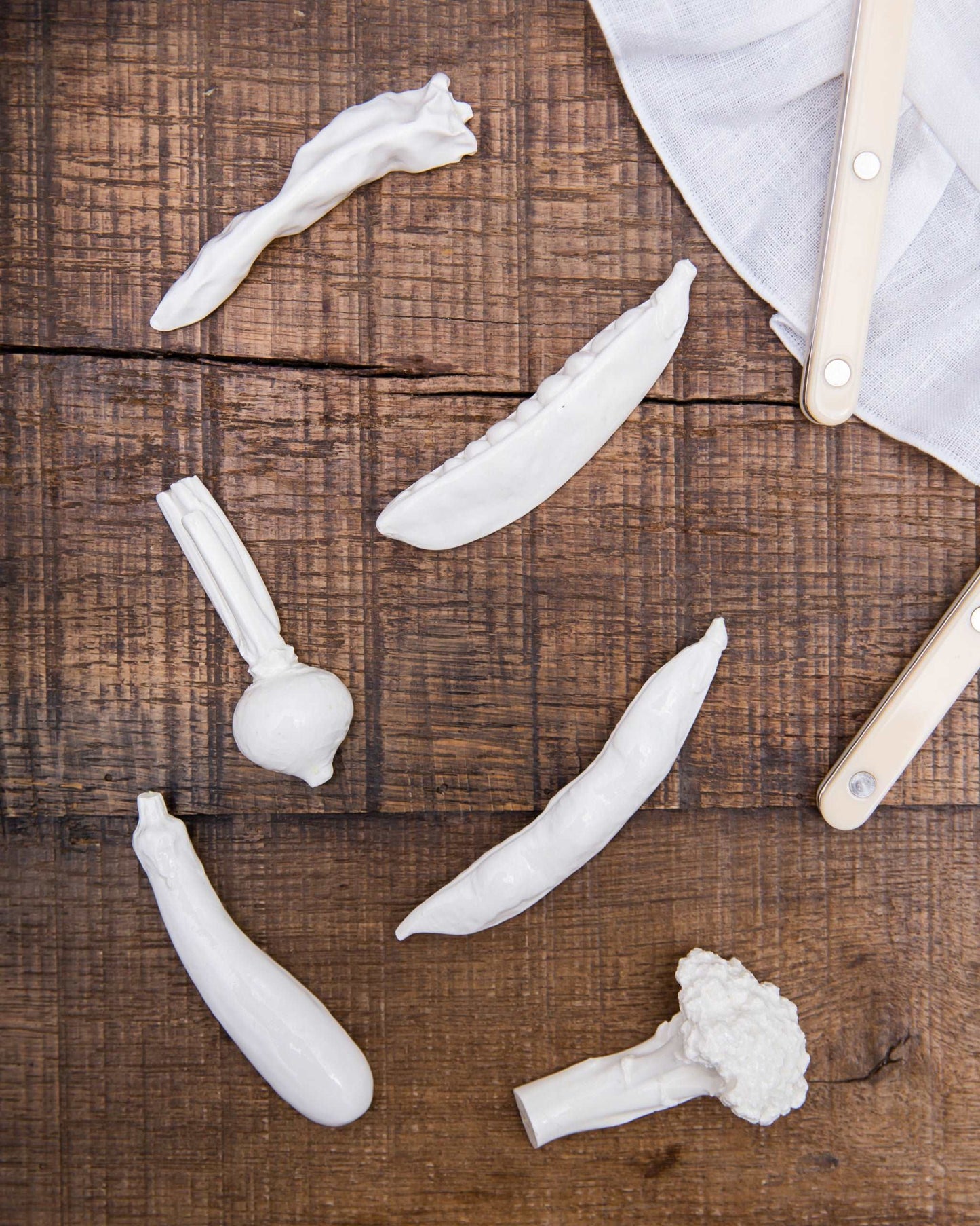White Vegetable Cutlery Rests, Set of Six