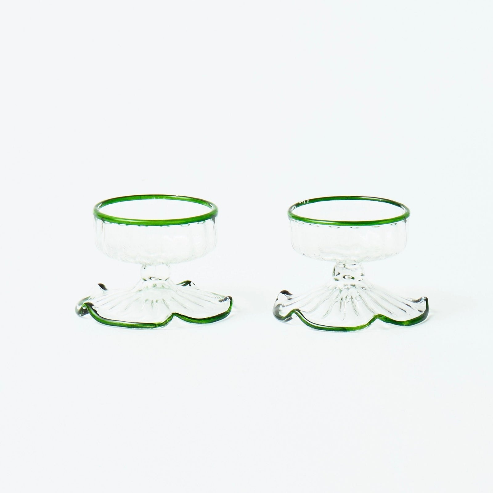 Green Rimmed Tealight Holders (set of 2)