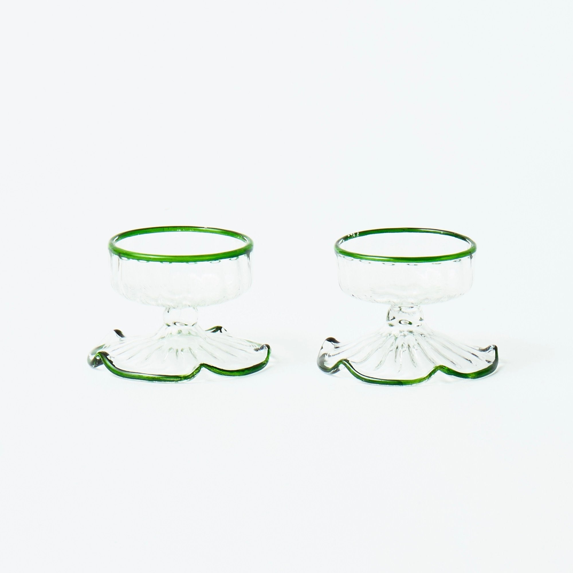 Green Rimmed Tealight Holders (set of 2)