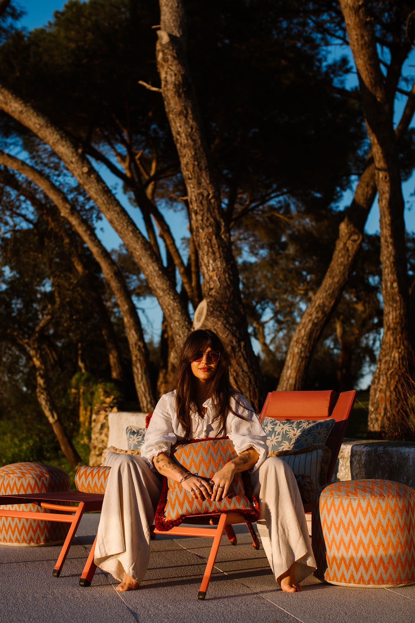 All-season Pouf Rosita Ice & Orange