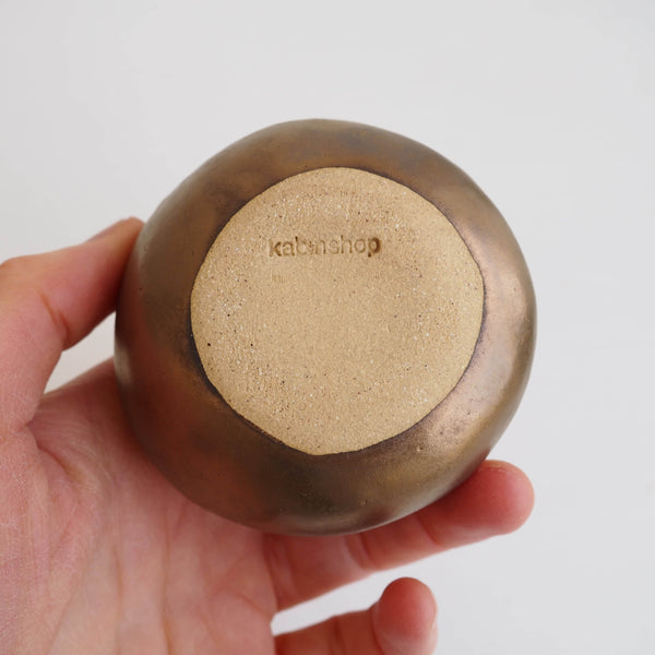 Handmade Ceramic Round Vases in White, Gold & Black
