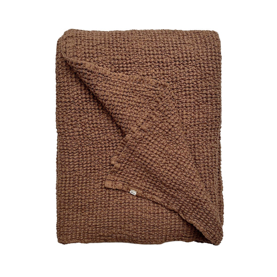 Mya Linen Waffle Blanket Rust OEKO-TEX Certified