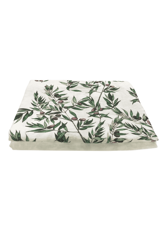 Olive Border Linen Table Cloth