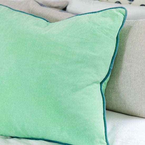 Charliss Velvet Pillow - Mint + Aqua