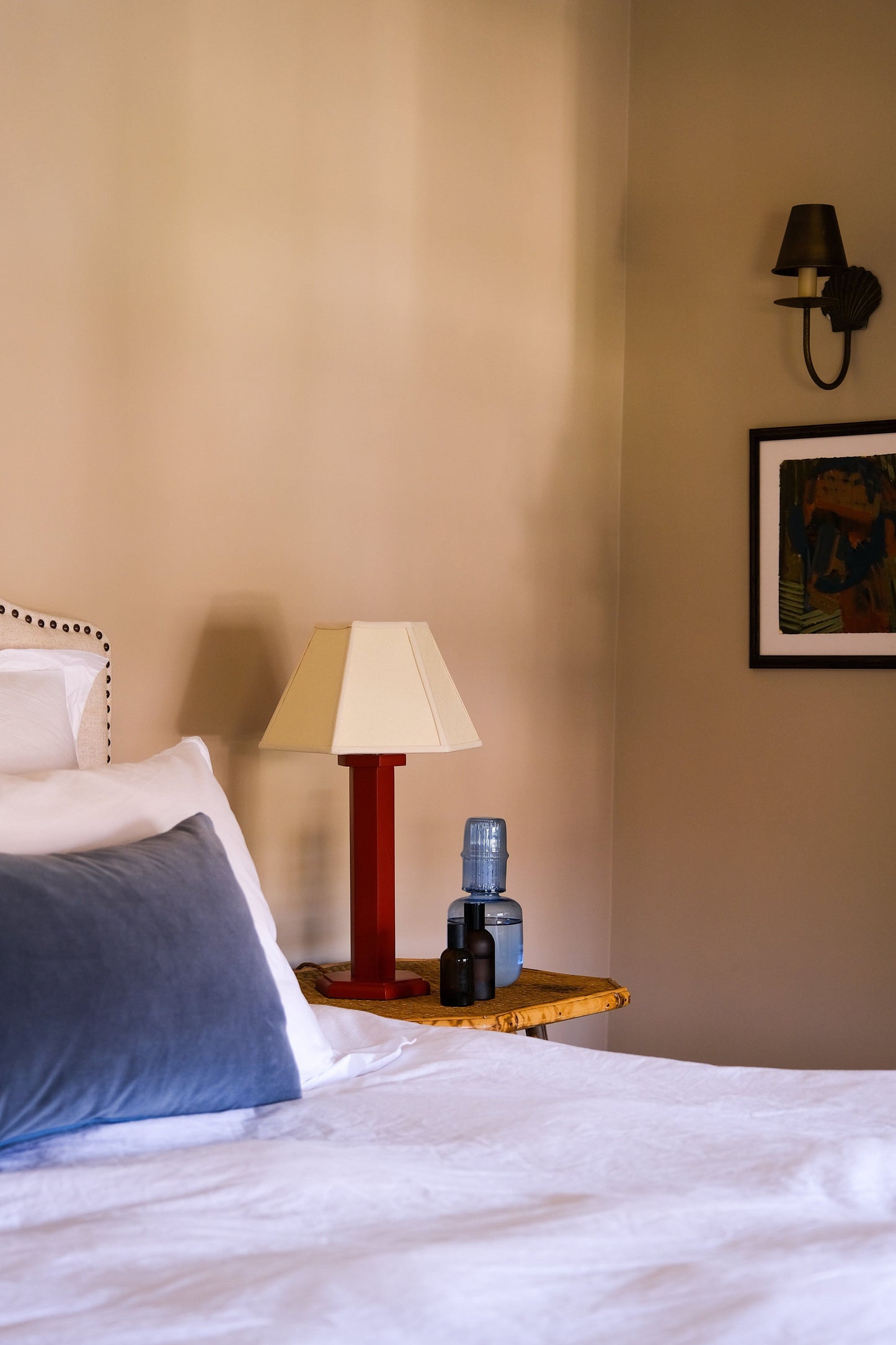 Hexagon Bedside Lamp - Ruby Red