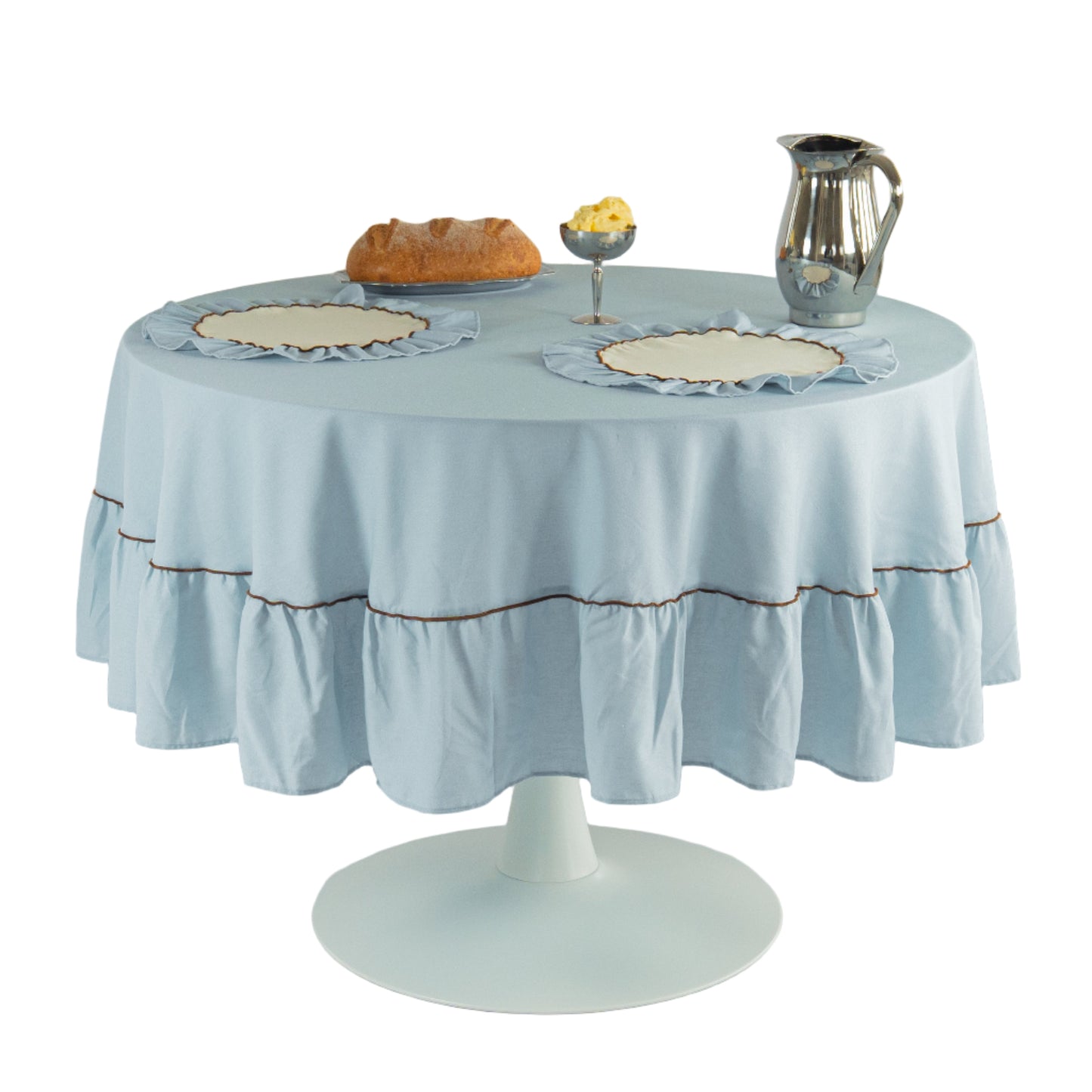 Round Ruffle Tablecloth, Blue