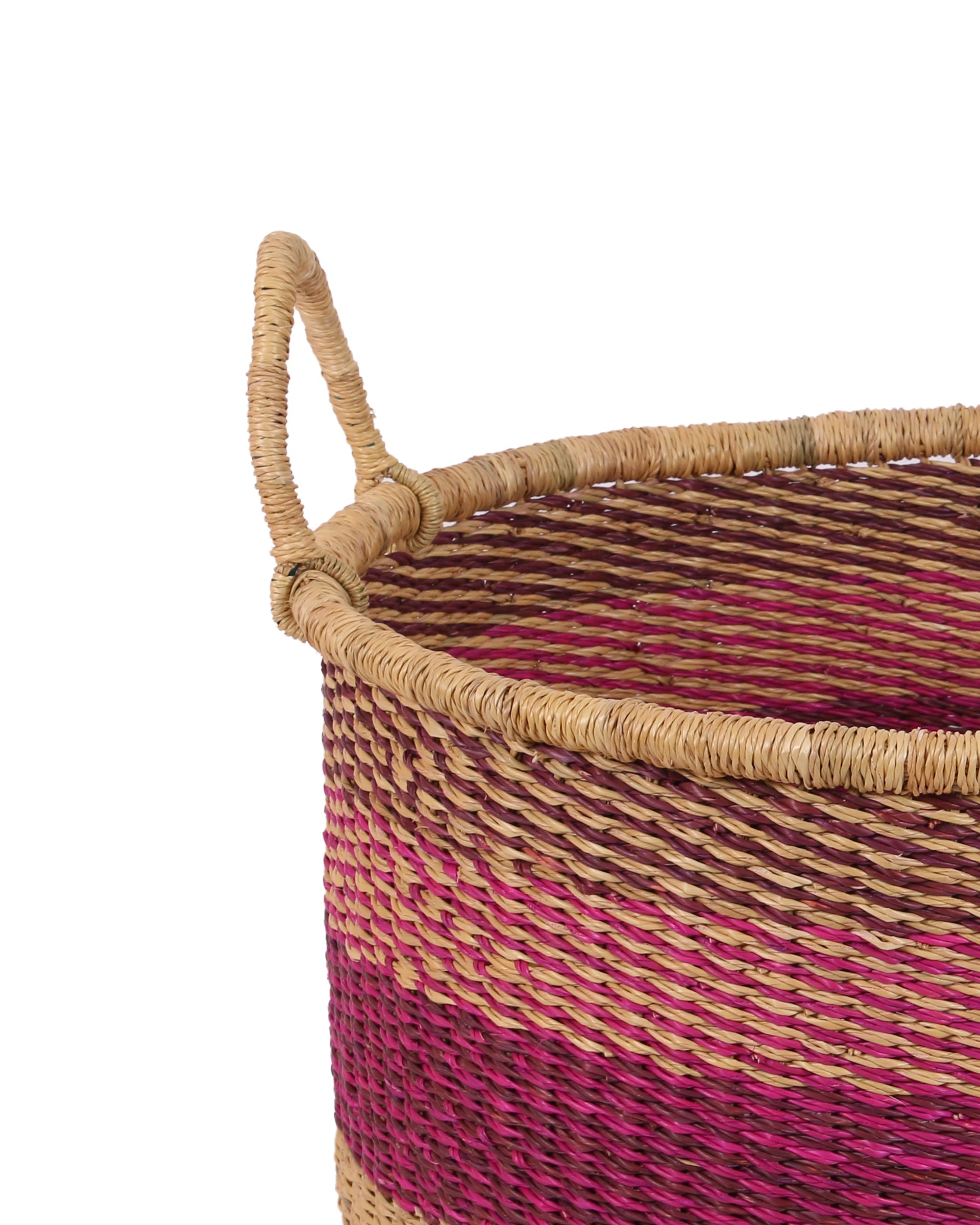 NANYAMKA: Small Pink, Purple Floor Storage Basket With Handles