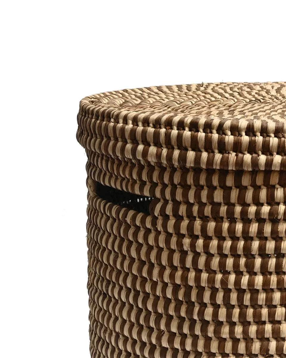 DHIDI: Mocha Checked Laundry Basket