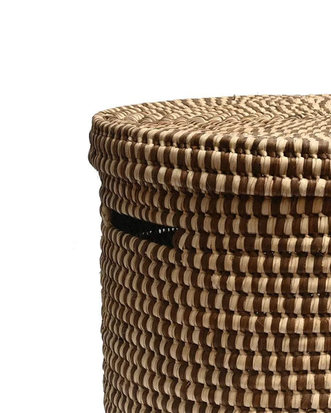 DHIDI: Mocha Checked Laundry Basket