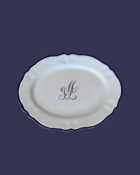 Personalised Ceramic Set of 2 Wedding Engraved Oval Serving Platter