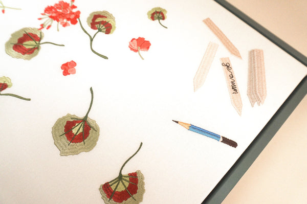 Geranium Cuttings Framed Embroidered Canvas