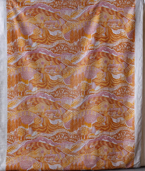 The Plough Fabric in Pink and Gold