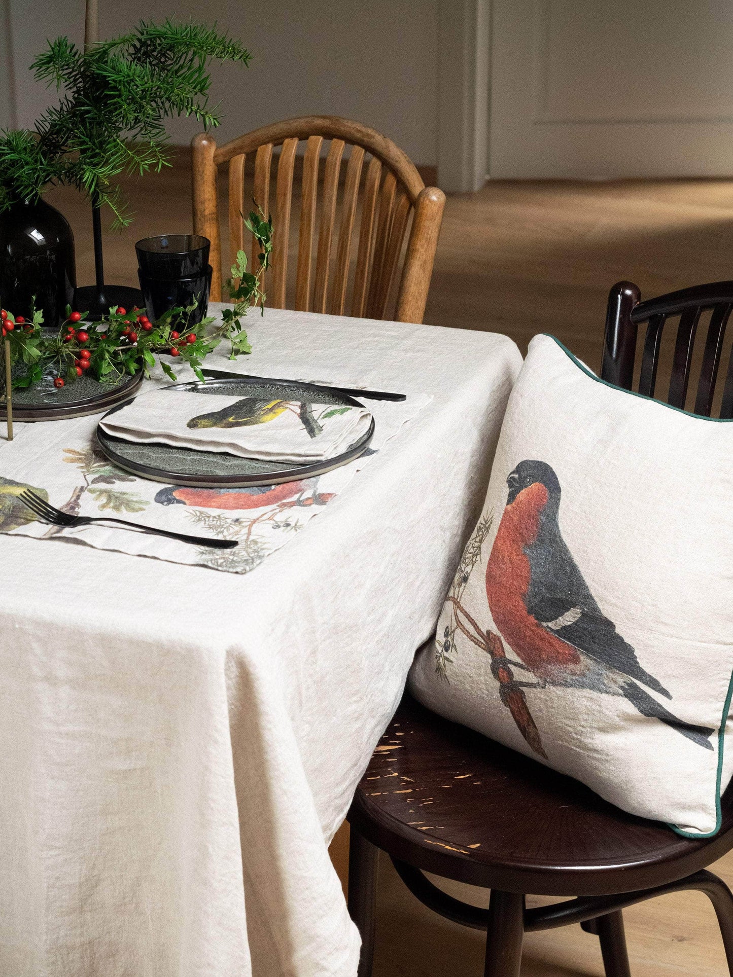 Linen Placemats SMALL BIRDS Set of 2