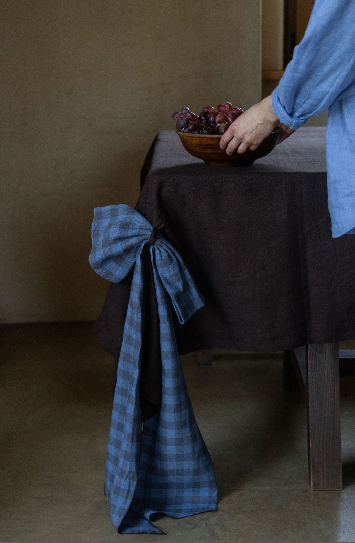Handcrafted Linen Tablecloth with Ribbon Corners