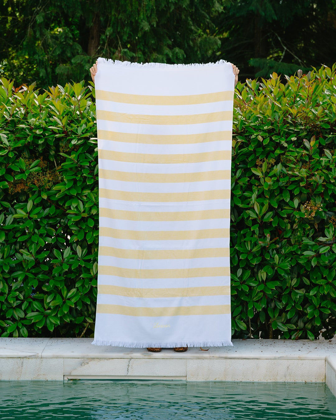 Personalised Yellow Striped Beach Towel