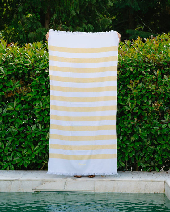 Personalised Yellow Striped Beach Towel