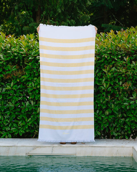 Personalised Yellow Striped Beach Towel