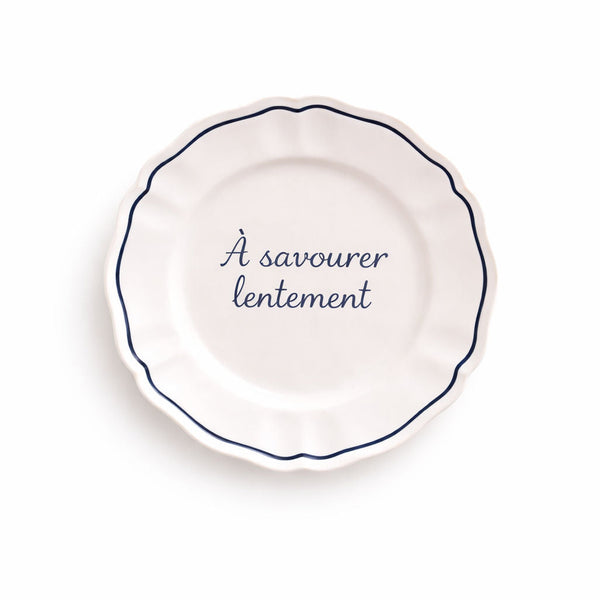 Sveva's Home "À savourer lentement" Ceramic Scalloped Plate Set of 4
