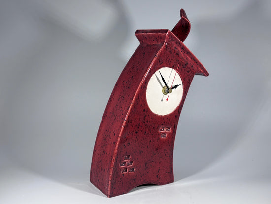 Ceramic Mantel Clock - Speckled Red