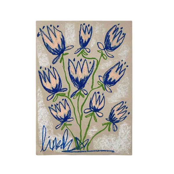 Pink + Blue Floral | Original Painting A3