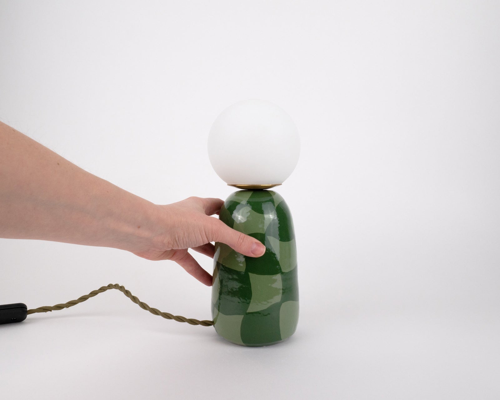 'Abstract Check' Table Lamp w/ Bulb - Green