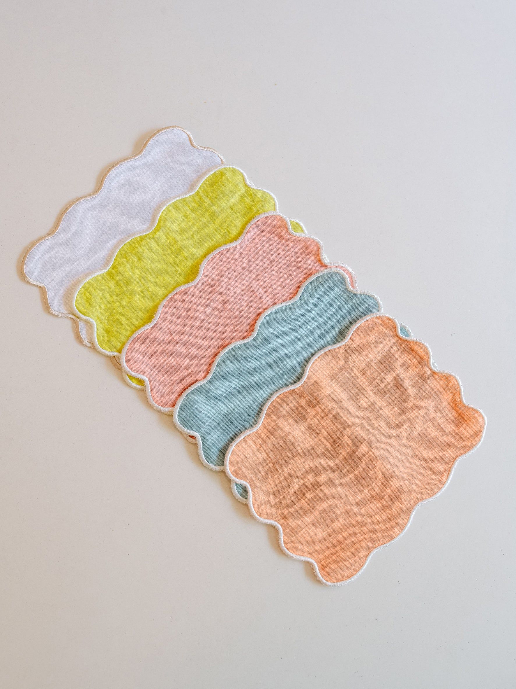 Light Blue Palm Cocktail Napkin with Cream