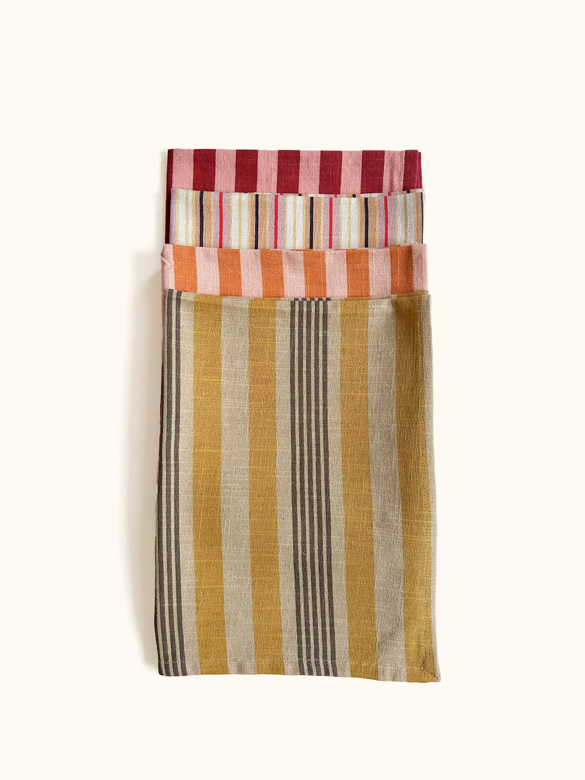 Jaipur Stripe Tea Towel, Pomegranate