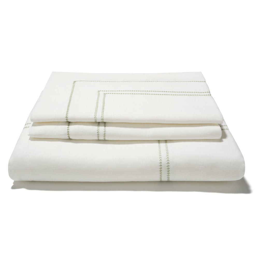 Bed Linen Set Hemstitch Botanical Green