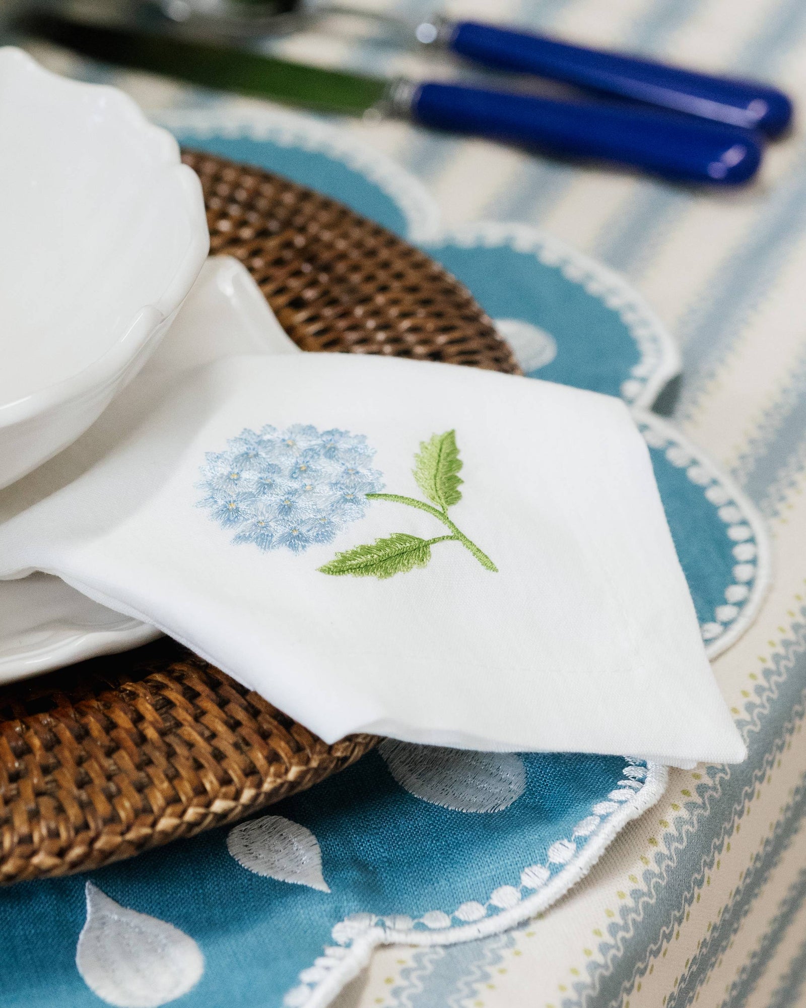 Hydrangea Napkin, Blue