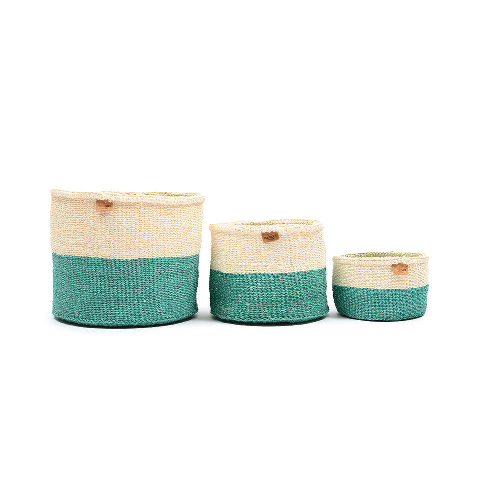 REMBO: Aqua Colour Block Woven Basket