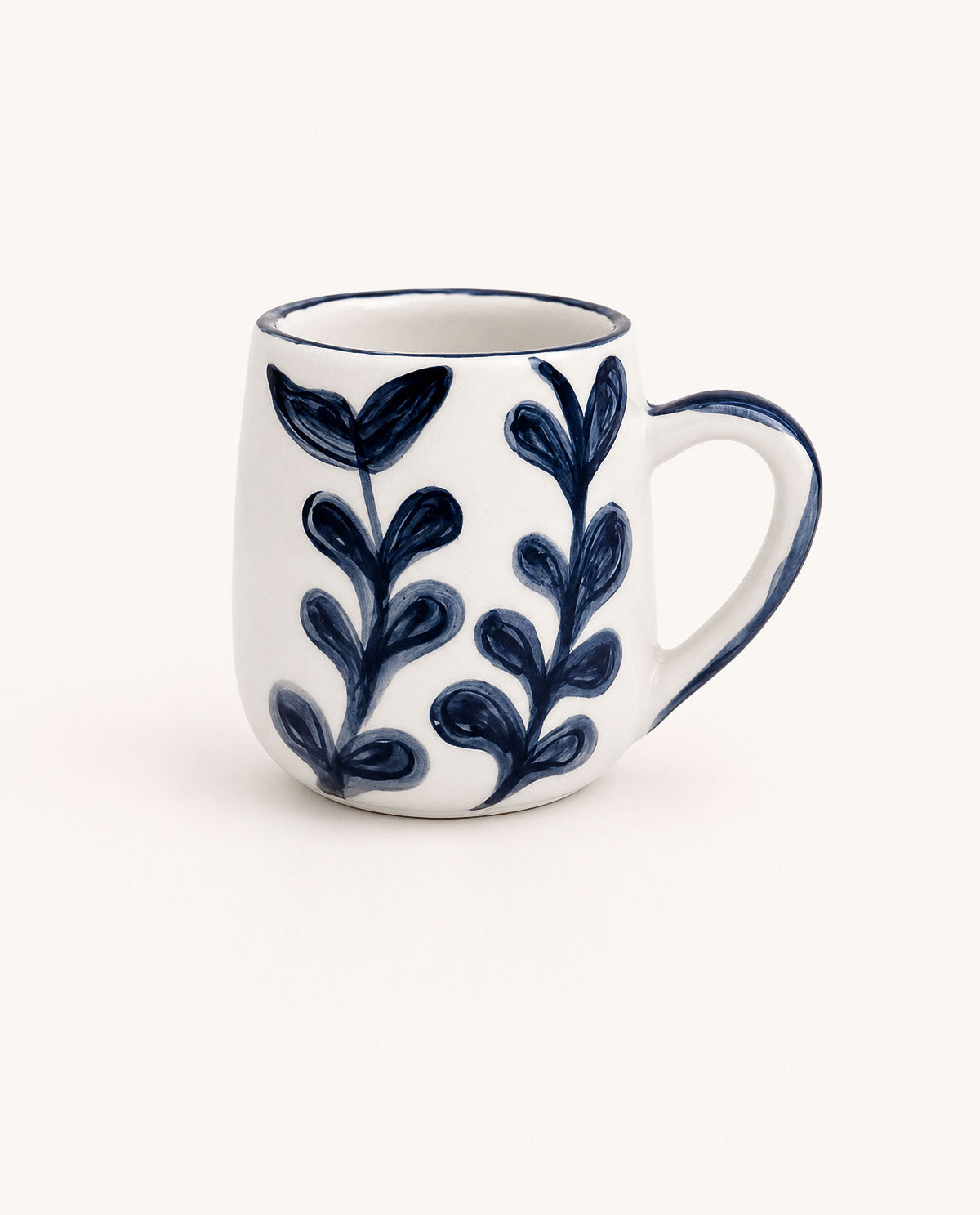Set of 4 - Botanical Hand Painted Ceramic Mugs