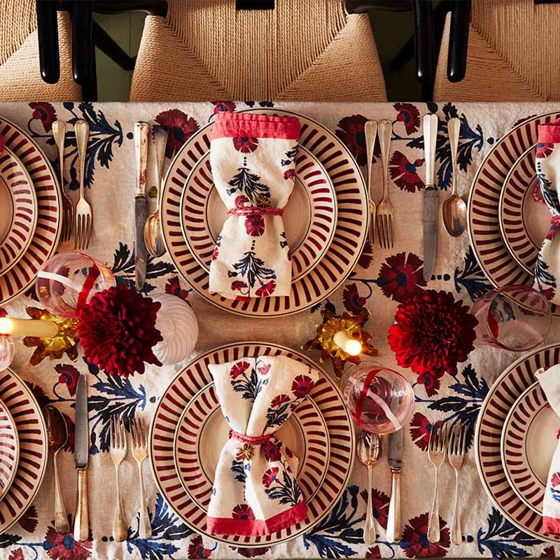 Napkin Dianthus in Indigo Iron