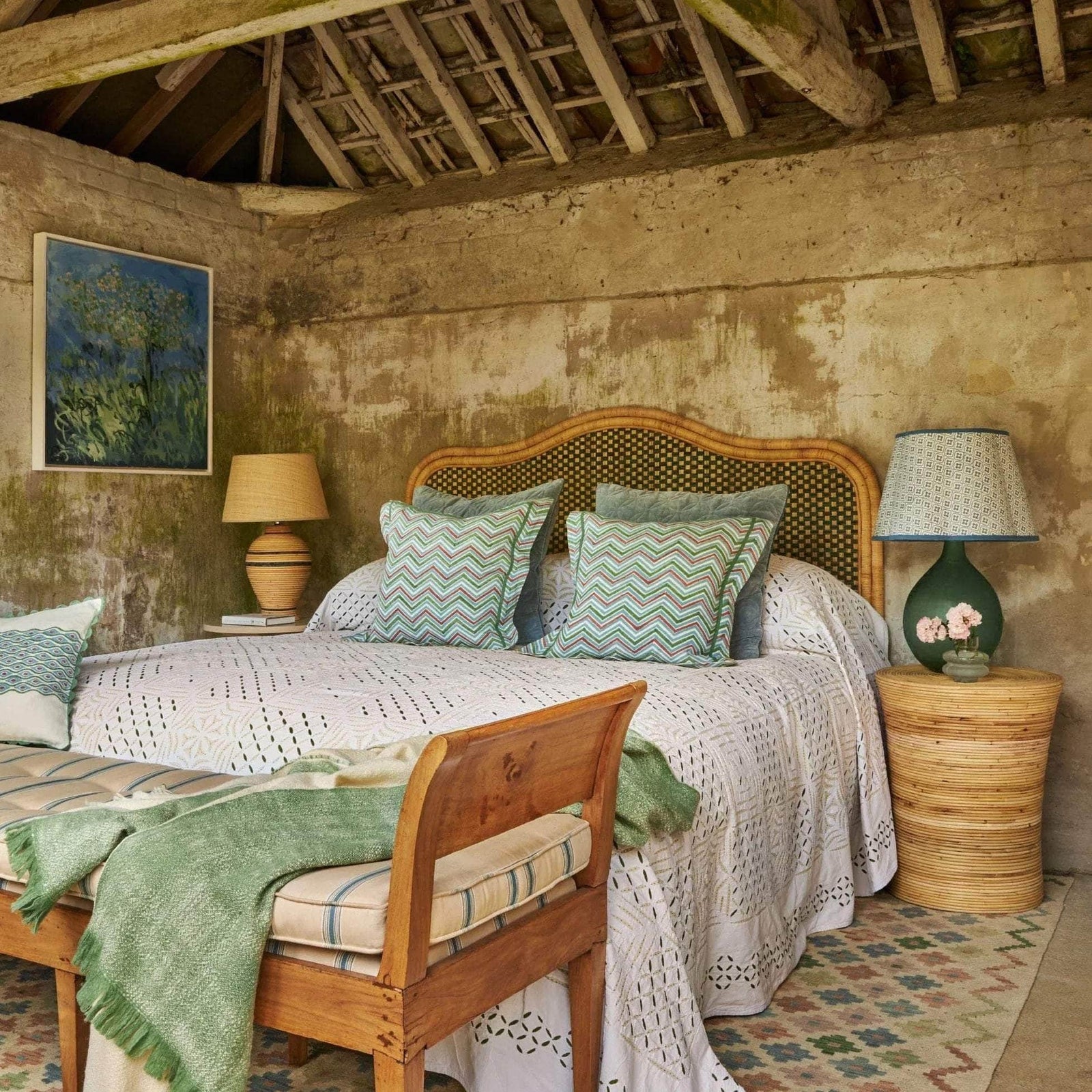 Scalloped Finestra Lampshade - Blue