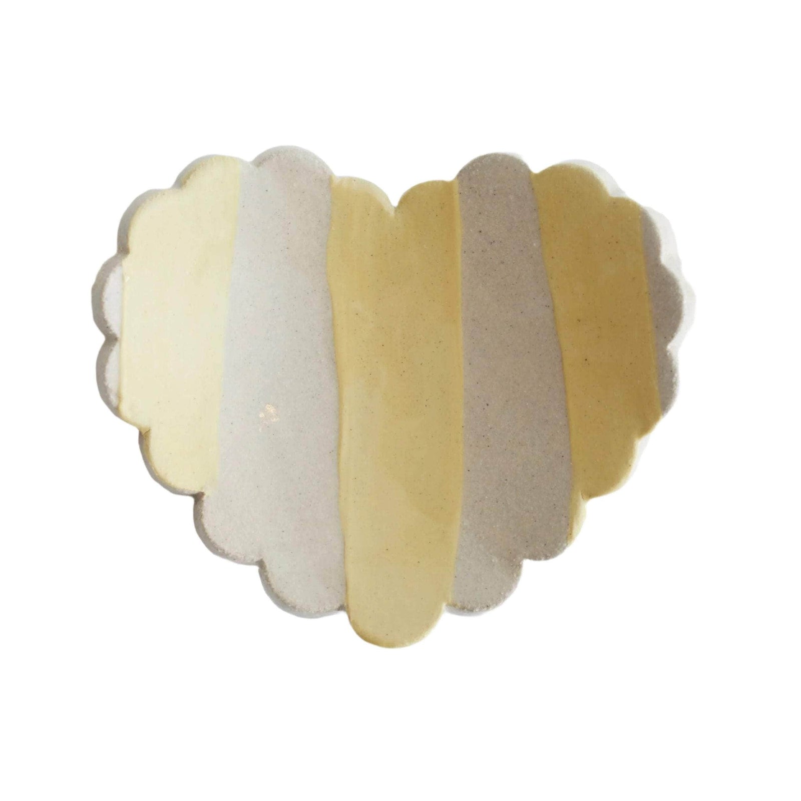 Duci Scalloped Heart Striped Trinket Dish Yellow