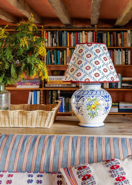 Folk Flower Lampshade - Red / Blue
